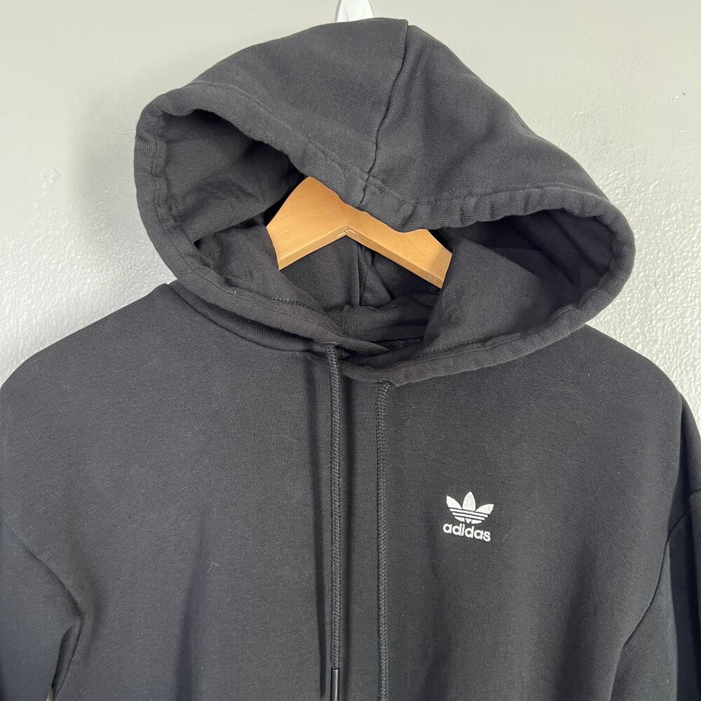 Adidas Women's Cropped Hoodie Black Trefoil Sweatshirt Pullover Workout Size XS - Picture 7 of 15